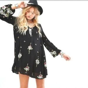Free people Oxford Embroidered Swing Dress Small